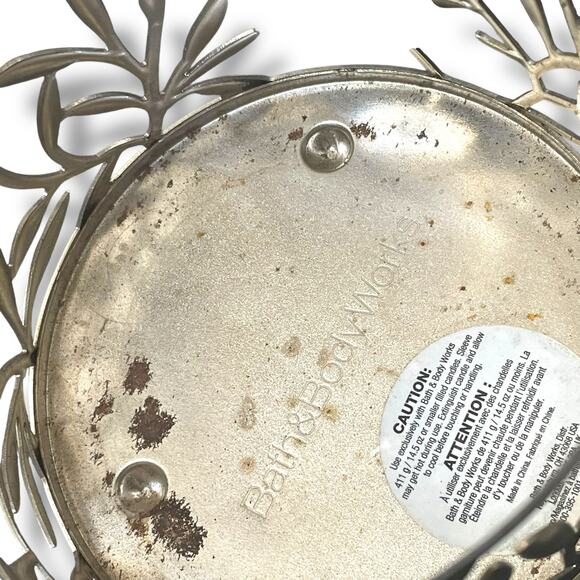 Bath & Body Works 3 Wick Holder Sleeve Wild Flower Metal Silver Gold White Decor - Picture 4 of 13